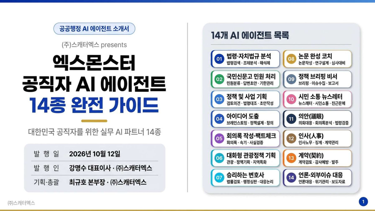 엑스몬스터 공직자 AI 에이전트 14종 완전 가이드